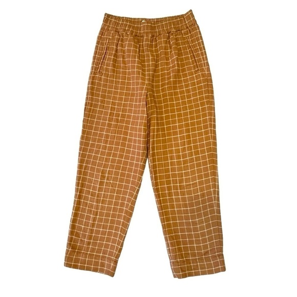 Madewell Waffleback Pull-On High-Rise Pants in Windowpane. Brown Size S #824 - Picture 4 of 8